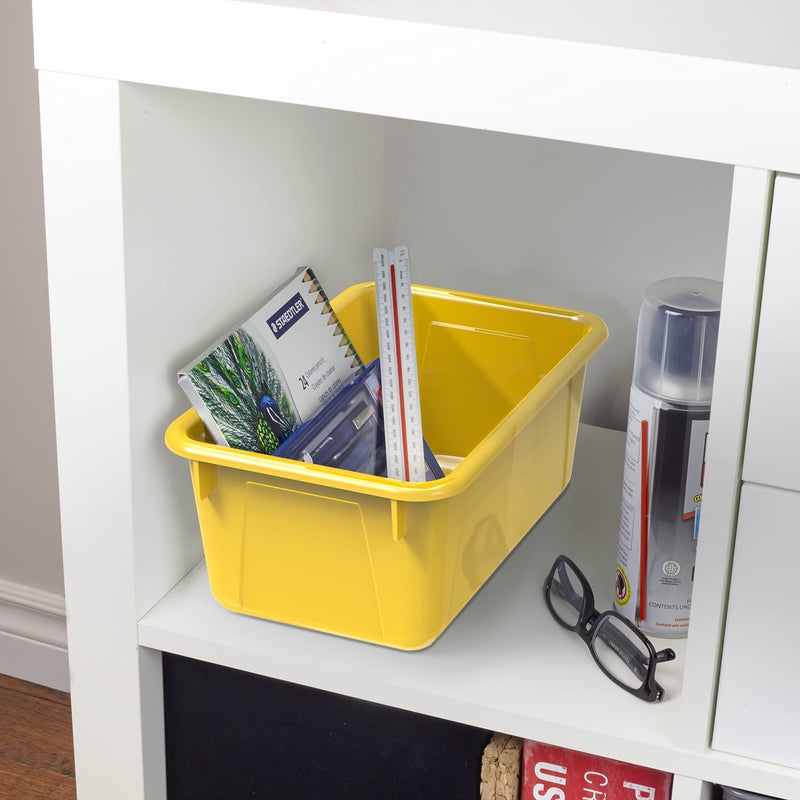 Storex Small Cubby Bins, Pack of 5, 12.2 x 7.8 x 5.1 Inches, Yellow (62410U05C) - Image 4